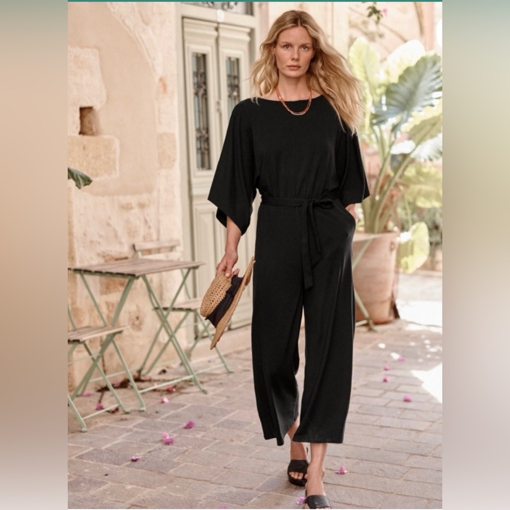 Garnet Hill Black Prato Knit Jumpsuit